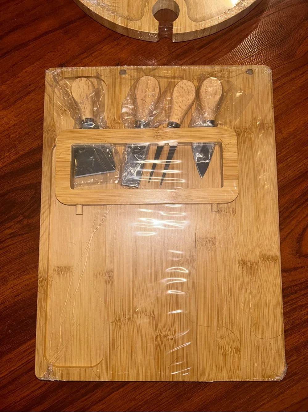 New Bamboo Wine Picnic Table & Charcuterie Boards Bundle of 2 Set